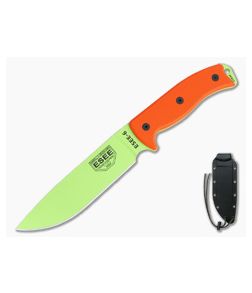 ESEE 6 Venom Green Plain Edge Orange G10 Black Sheath