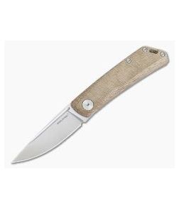 Real Steel Luna Brown Canvas Micarta S35VN Slip Joint Folding Knife 7007