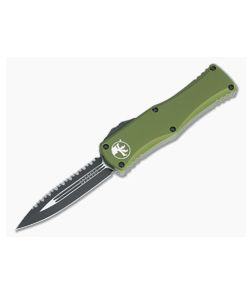 Microtech Hera D/E Black Full Serrated Double Edge OD Green OTF Automatic 702-3OD