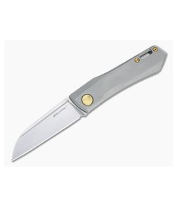 Real Steel Solis Sheepsfoot Satin N690 Gold/Gray Titanium Slip Joint Folder 7062G