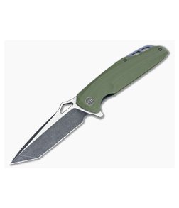 WE Knife Co 706A Flipper Green G10 Black Stonewash-Satin D2