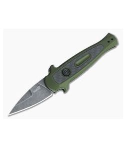 Kershaw Launch 12CA California Legal Stiletto BlackWash Carbon Fiber Inlaid Olive Green Automatic Knife 7130OLBW