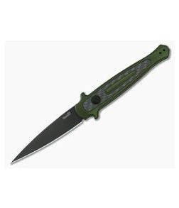 Kershaw Launch 8 Olive Green Stiletto Black DLC CPM154 Carbon Fiber Inlay Automatic Knife 7150OLBLK