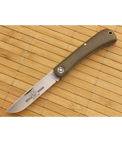 Farm and Field Tool Bullnose Work Knife Green Linen Micarta