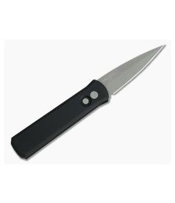 Protech Knives Godson Left Handed Blasted Plain Edge Black Aluminum Automatic 720-LH