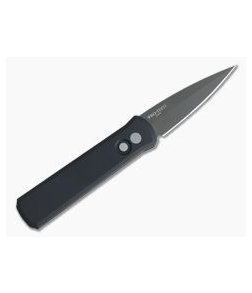 Protech Knives Godson Left Handed Black DLC Solid Black Aluminum 721-LH