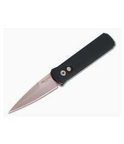 Protech Knives Godson Rose Gold PVD Plain Edge Solid Black Automatic 721-RG