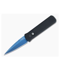 Protech Godson Automatic Black Aluminum Handles Blue Sapphire Satin 154CM Spear Point 721-SB