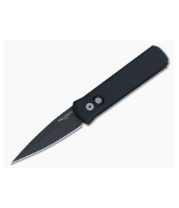 Protech Knives Godson Black Plain Edge Solid Black Aluminum 721