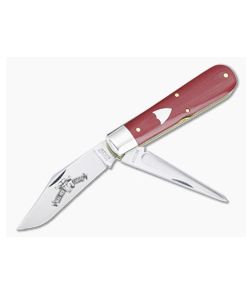 Tidioute Cutlery #86 Harness Jack Red Linen Micarta 1095 Clip and Punch Blades 861223P-RLM