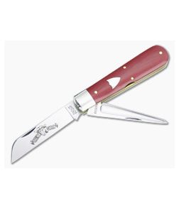 Tidioute Cutlery #86 Harness Jack Red Linen Micarta 1095 Sheepsfoot and Punch Blades 863223P-RLM