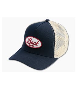 Buck Knives Logo Patch Navy Mesh Back Trucker Hat 89164