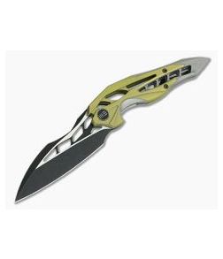 WE Knives Arrakis Isham 906A Flipper Gold Gray Titanium Black Stonewash M390