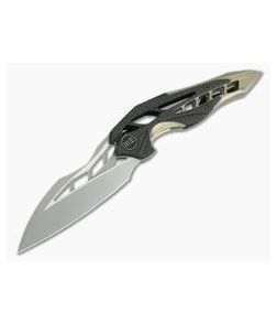 WE Knives Arrakis Isham Flipper Carbon Fiber Champagne Titanium Stonewashed M390 906CF-A 