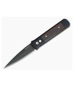 Protech Knives Godfather Black Plain Edge Cocobolo Inlays 907-C