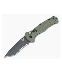 Benchmade Claymore Tanto Automatic Ranger Green Grivory Handles Cobalt Cerakote CPM-D2 Part Serrated Blade 9071SBK-1