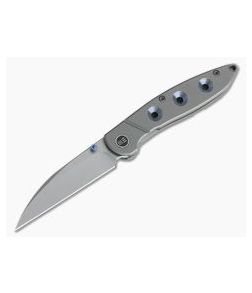 WE Knives 908B Schism Wharncliffe Blue Hole Titanium Frame Lock Stonewashed S35VN
