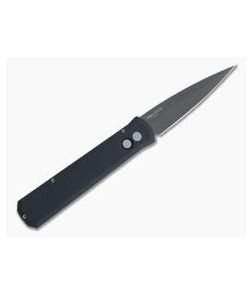 Protech Knives Godfather Left Hand Black DLC Solid Black Push Button Automatic 921-LH