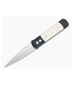 Protech Godfather Tuxedo Ivory Micarta 