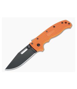Demko Knives AD20.5 Clip Point Black DLC Plain Edge Orange FRN Shark Lock Folder