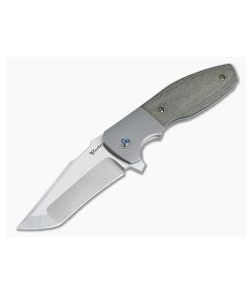 Reate Knives Augustus Kirby Lambert Design Green Canvas Micarta M390 Harpoon Tanto Flipper