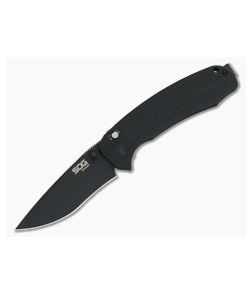 SOG Banner Black Cerakote Plain S35VN Aluminum USA Assisted Button Lock Folder BA1001-BX