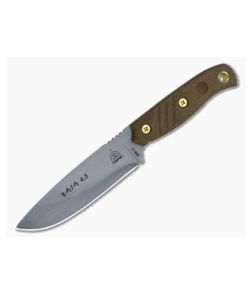 TOPS BAJA 4.5 Black River Wash 1095 Green Canvas Micarta Fixed Blade