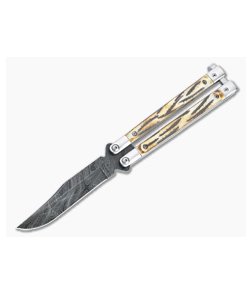 Bear and Son Damascus Stag Balisong Knife 517D