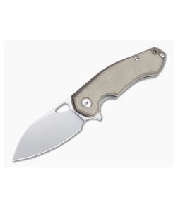 GiantMouse ACE Biblio Bronze Natural Micarta Inlay Satin M390 Liner Lock Flipper