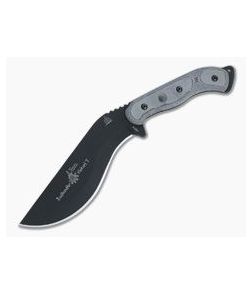 TOPS Knives Bushcrafter Kukuri 7.0 Black 1095 Black Linen Micarta Fixed Blade BKUK-01