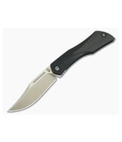 Isham Bladeworks Blackstar Black G10 Carbon Fiber Inlay M390 Detent Slipjoint Flipper