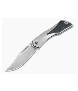 Isham Bladeworks Blackstar V2 Titanium Marbled Carbon Fiber Inlay 20CV Detent Slipjoint Flipper