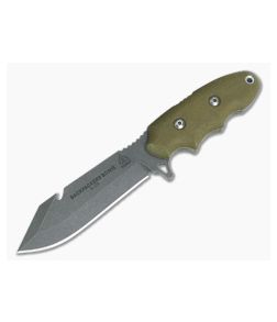 TOPS Knives Backpacker's Bowie Green Canvas Micarta Fixed Blade BPB-01