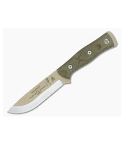 TOPS B.O.B. Fieldcraft Coyote Tan Knife Green Micarta