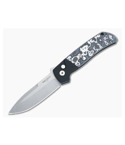 Protech ATCF Auto White Storm FatCarbon Inlay Handles Stonewashed MagnaCut Blade BT2731-WS