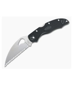 Byrd Harrier 2 Wharncliffe Lightweight Black FRN Satin Serrated Folder BY01SBKWC2