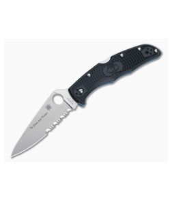 Spyderco Endura 4 Thin Blue Line Partially Serrated VG10 FRN Folder C10FPSBKBL