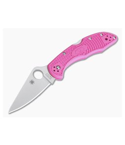 Spyderco Delica 4 Pink FRN Flat Ground Plain Satin S30V Folder C11FPPNS30V