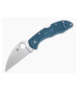 Spyderco Delica 4 Wharncliffe Plain K390 Dark Cyan Blue FRN C11FPWK390