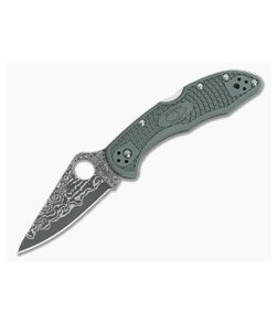 Spyderco Delica4 Limited Foliage Green FRN and Damascus C11PFGD4