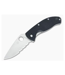 Spyderco Tenacious Satin Partially Serrated Black G10 Liner Lock C122GPS