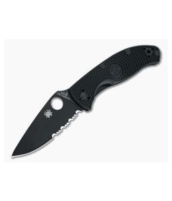 Spyderco Tenacious Lightweight Black FRN Black Partially Serrated Liner Lock C122PSBBK