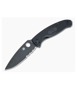 Spyderco Resilience Lightweight Black Partially Serrated Black FRN Liner Lock Folder C142PSBBK