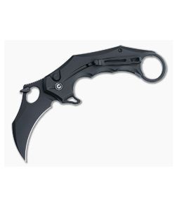 CIVIVI Incisor II Button Lock Karambit Black Aluminum Handle Black Nitro-V Hawkbill Blade C16016B-1