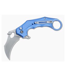 CIVIVI Incisor II Button Lock Karambit Blue Aluminum Handle Satin Nitro-V Hawkbill Blade C16016B-2