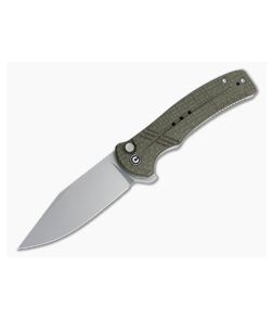 CIVIVI Cogent Flipper Blasted 14C28N Green Burlap Micarta Button Lock Folder C20038D-5