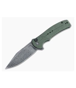 CIVIVI Cogent Button Lock Flipper Black Damascus Green Micarta Folder C20038D-DS1