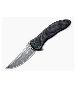 CIVIVI Synergy3 Trailing Point Black Damascus Carbon Fiber/G10 Liner Lock Flipper C20075A-DS1