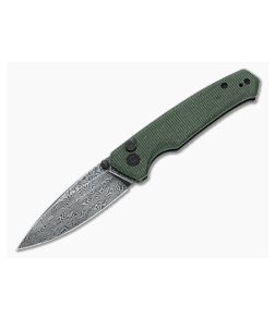 CIVIVI Altus Black Damascus Green Micarta Button Lock Folder C20076-DS1