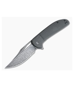 CIVIVI Ortis Black Hand Rubbed Damascus Clip Point Carbon Fiber Liner Lock Flipper C2013DS-1